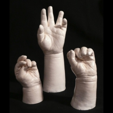 Casts of baby hands